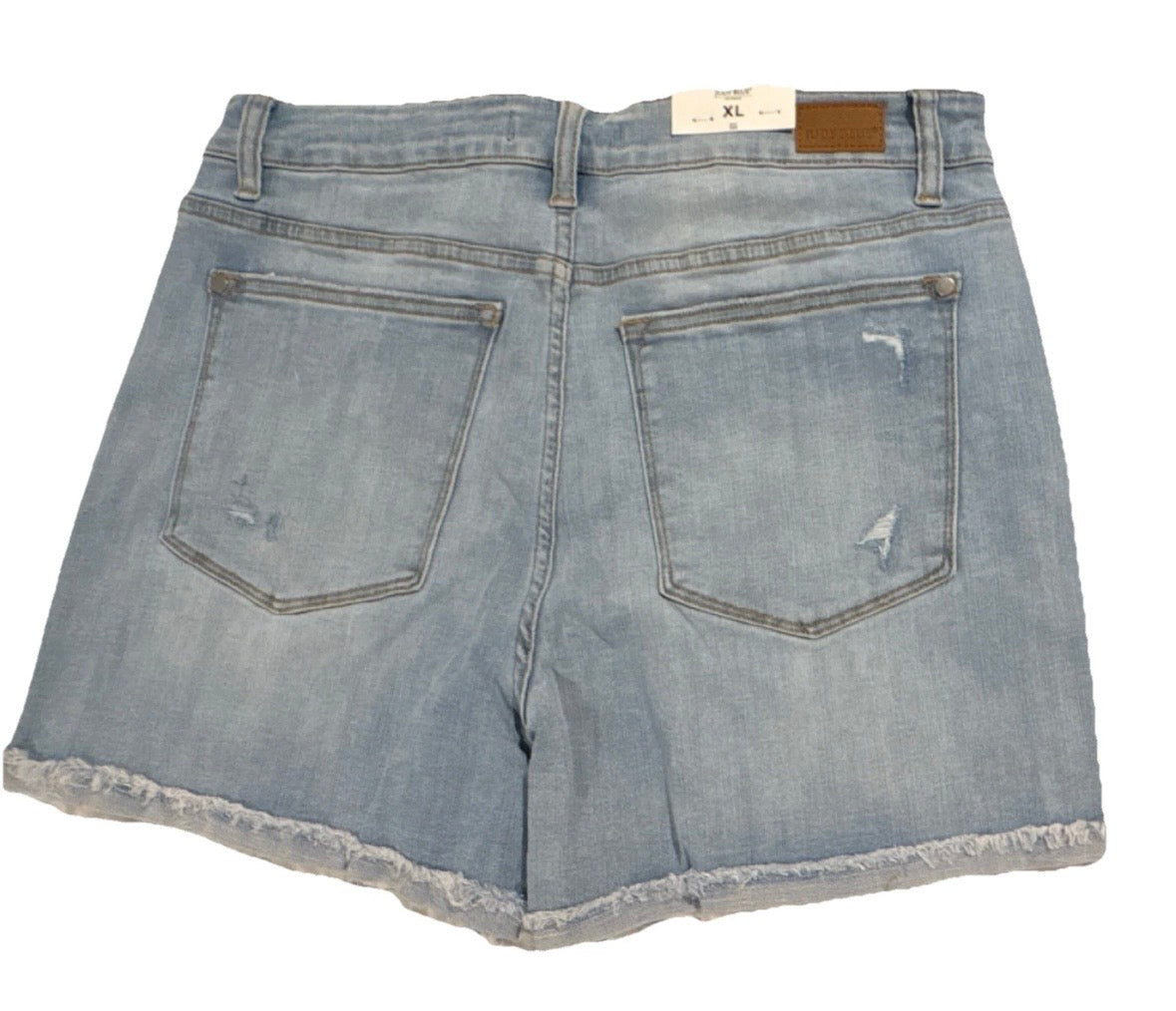 Judy Blue Women's Light Blue Denim Cut Off Shorts High Rise Distressed Button XL