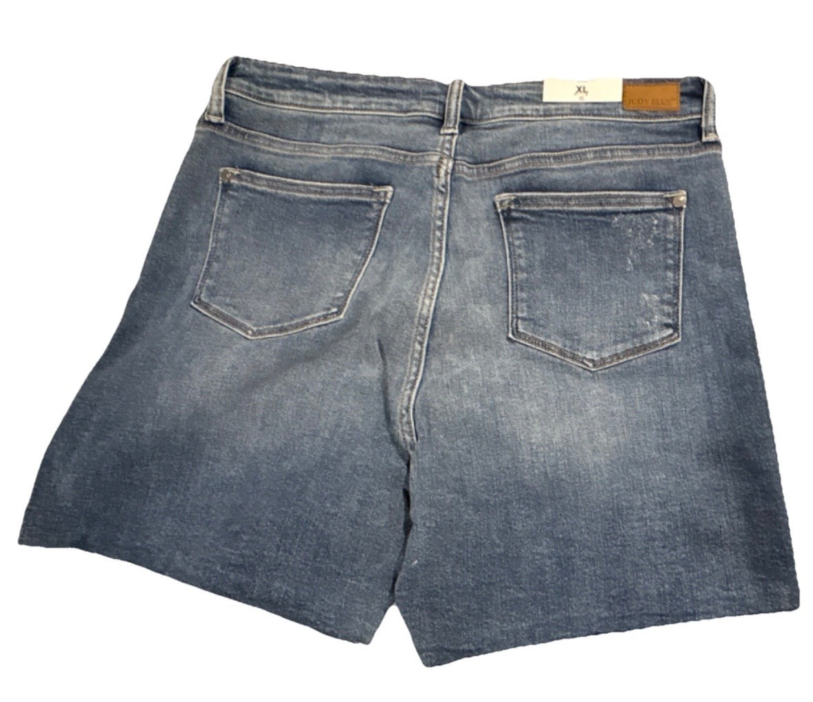 Judy Blue Women's Blue Denim Cut Off Shorts High Rise Distressed Button Size XL