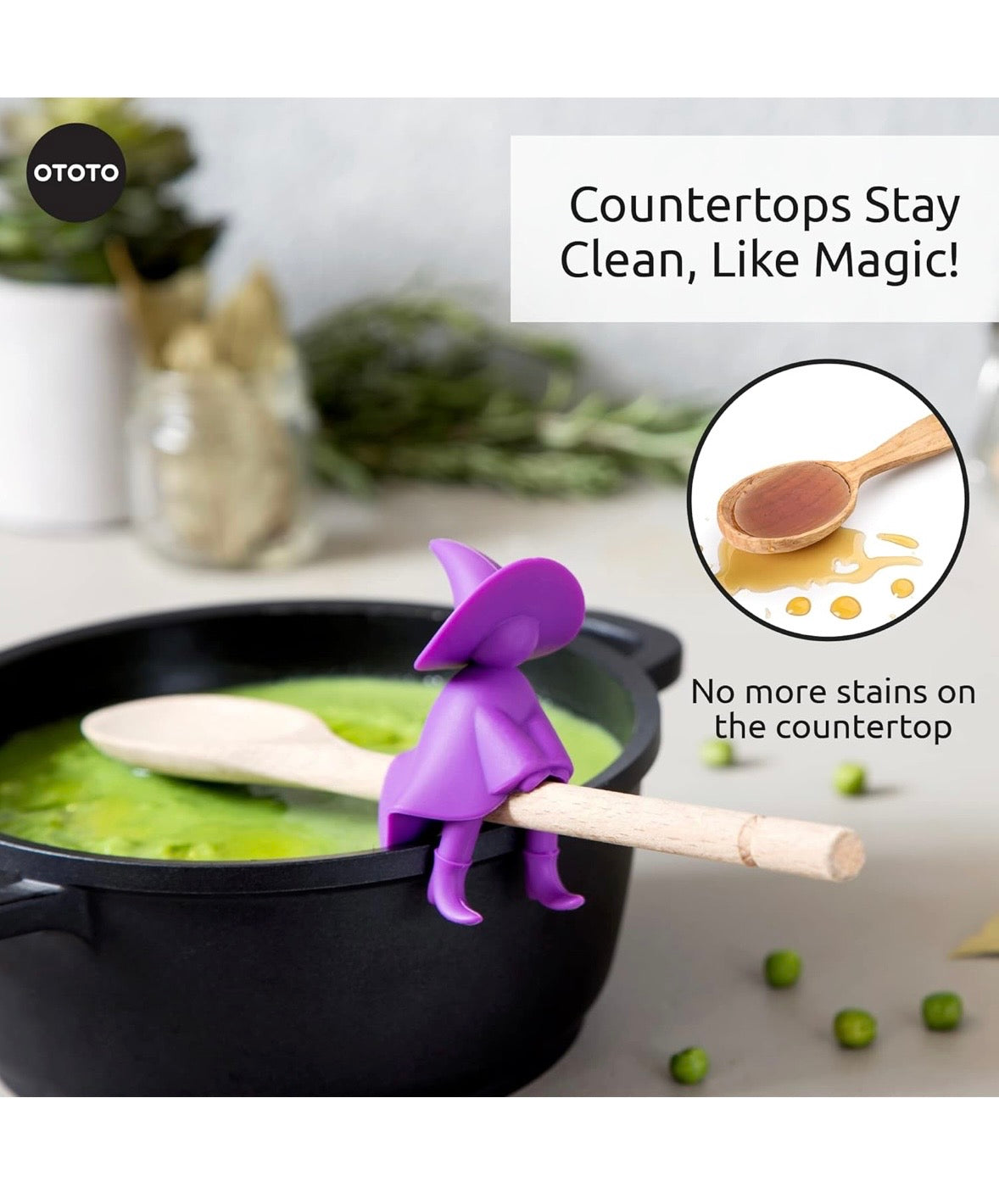 New Ototo Agatha Spoon Holder & Steam Releaser Purple Silicone