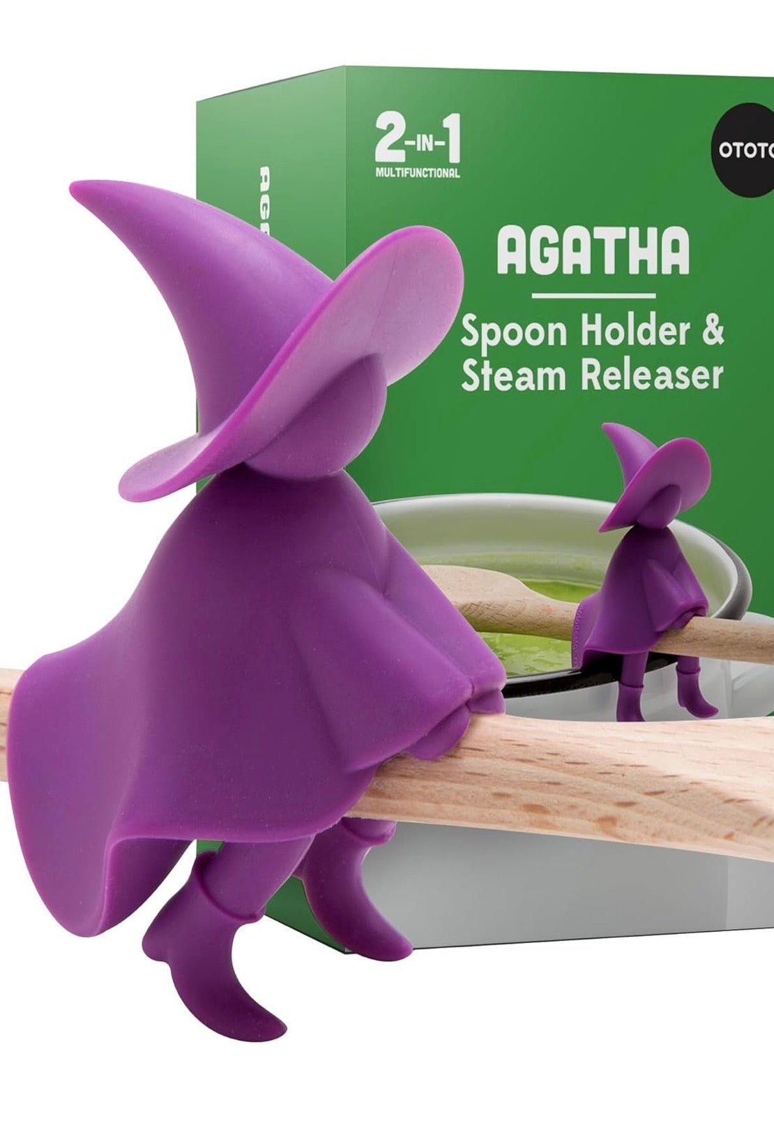 New Ototo Agatha Spoon Holder & Steam Releaser Purple Silicone