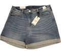 Judy Blue Women's Blue Denim  Cuffed Shorts XL Mid Rise 5-Pocket Button
