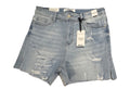 Judy Blue Women's Light Blue Denim Cut Off Shorts XL Distressed Raw Hem Button